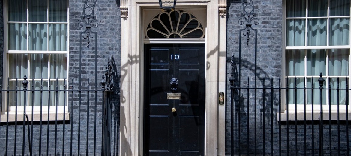 The outside of 10 Downing Street.
