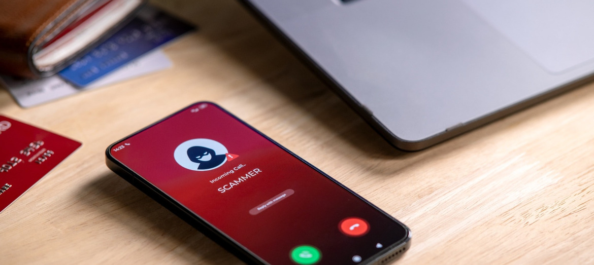A phone receiving a scam call.